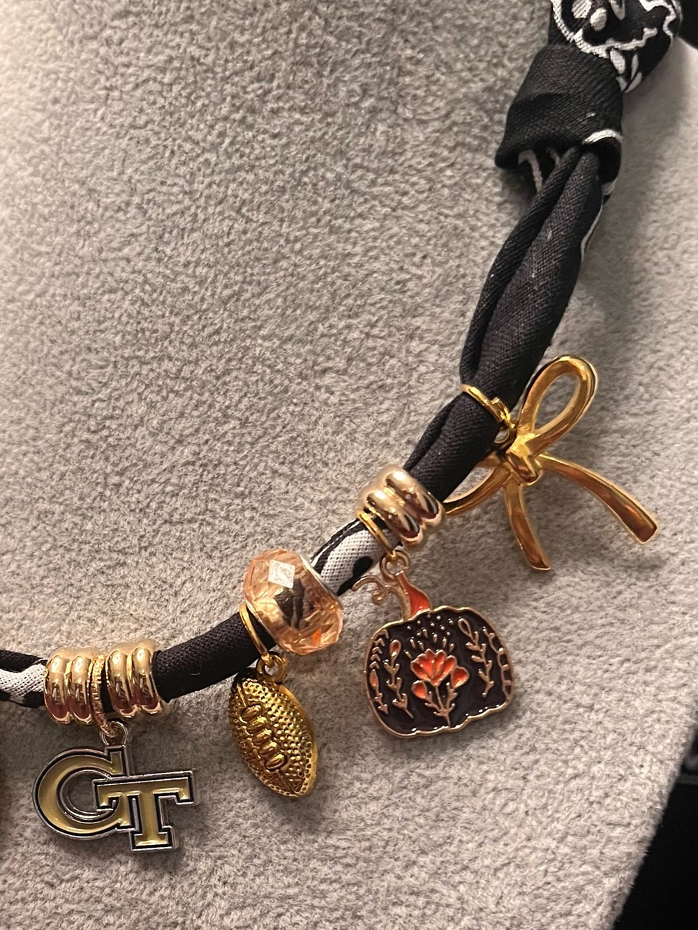 Georgia Tech Yellow Jacket Bandana Charm Necklace, 29” - Picture 4 of 6